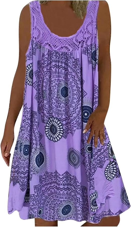 BreezeBloom – Sleeveless Summer Print Dress