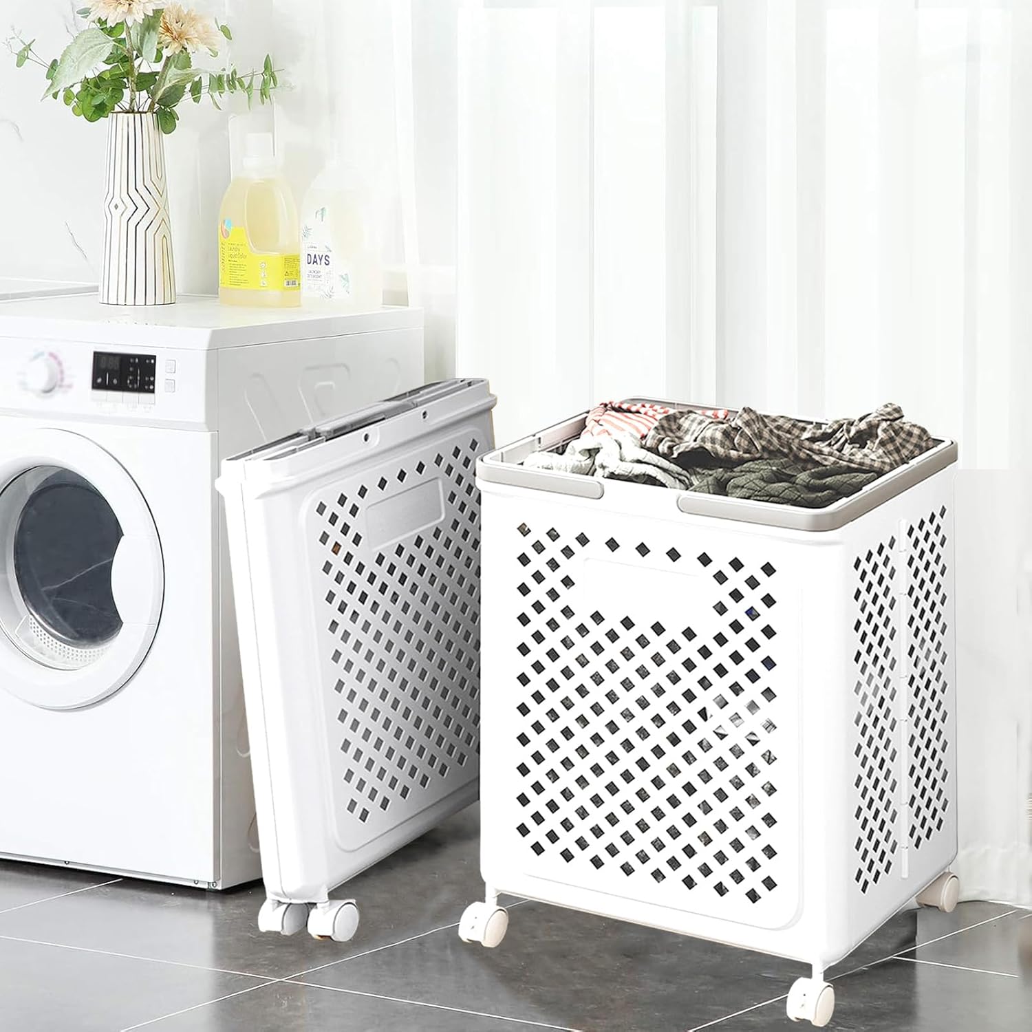 LuxorMove – Foldable Rolling Laundry Basket