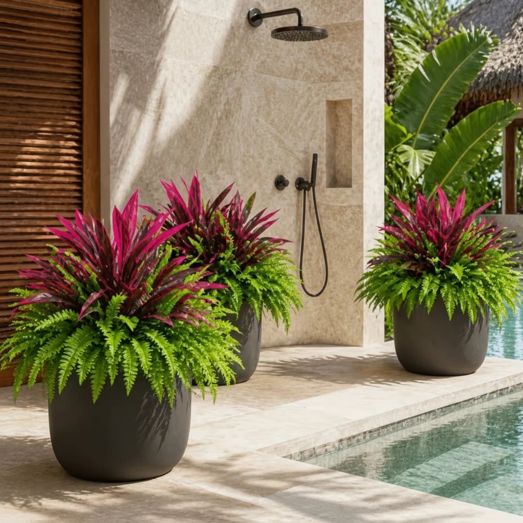 💥Summer Special🔥UV-Resistant Artificial Fern & Red Dracaena Decorative Plants – Full, Lush & Fade-Resistant!
