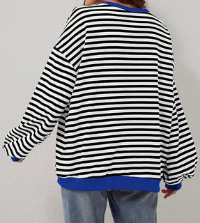 StripeAura – Women’s Color Block Striped Sweatshirt