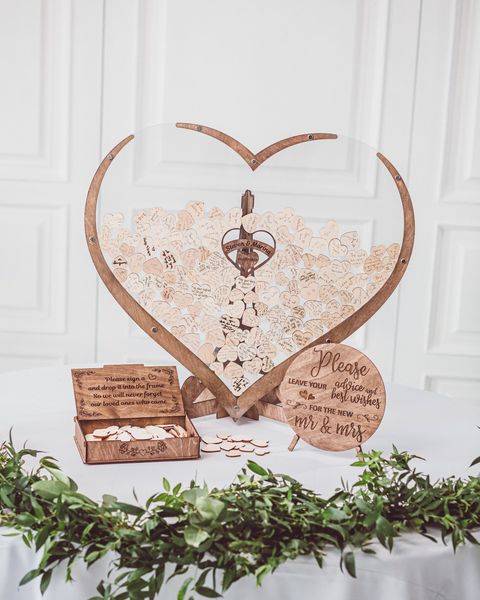 CherishFrame - Wooden Heart Guest Book