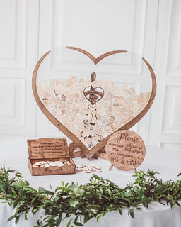 CherishFrame - Wooden Heart Guest Book