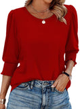 StyleBreeze – Elegant Relaxed Fit 3/4 Sleeve Top