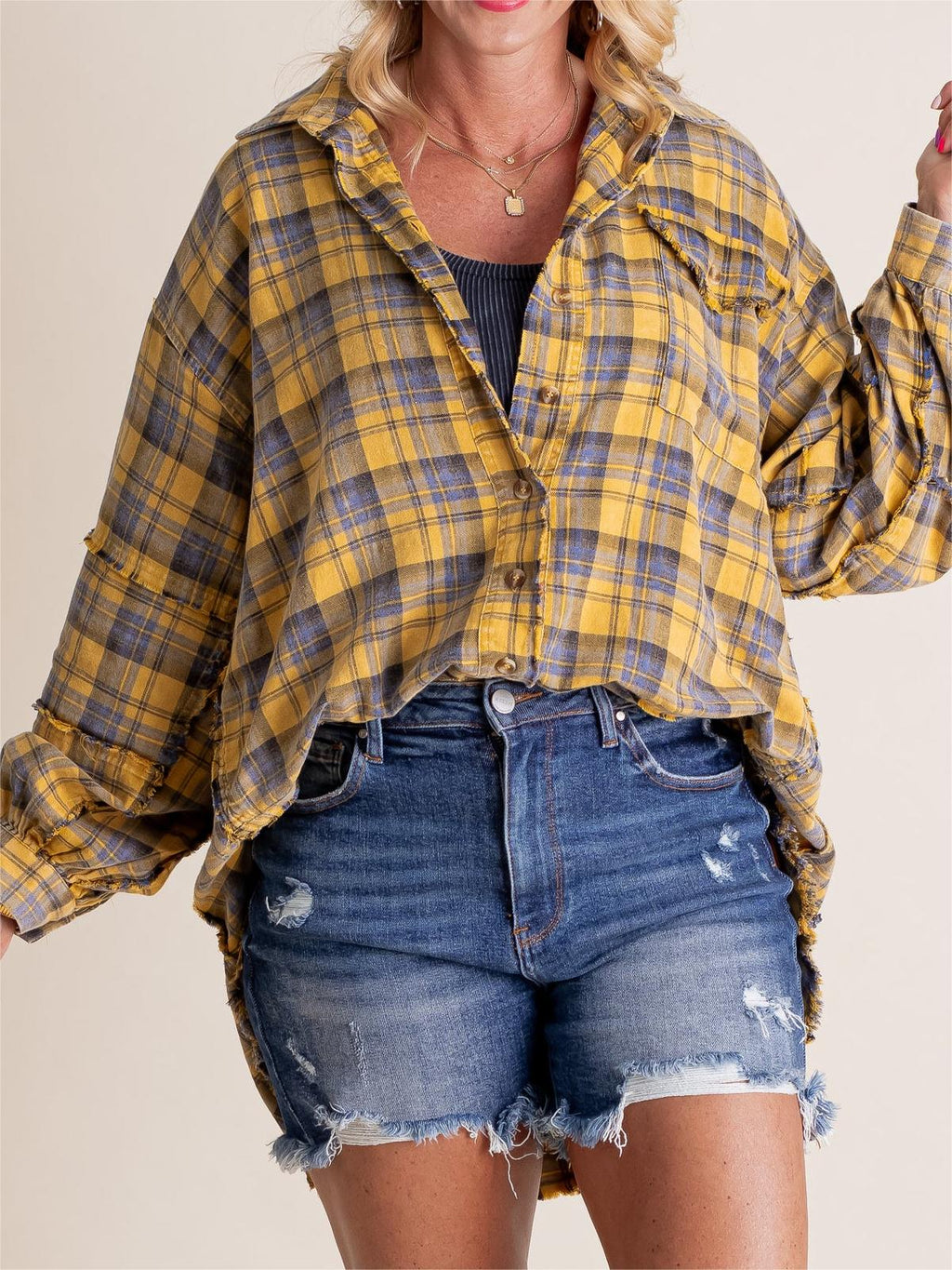 EdgeWash – Women’s Oversized Shirt Jacket with Pockets