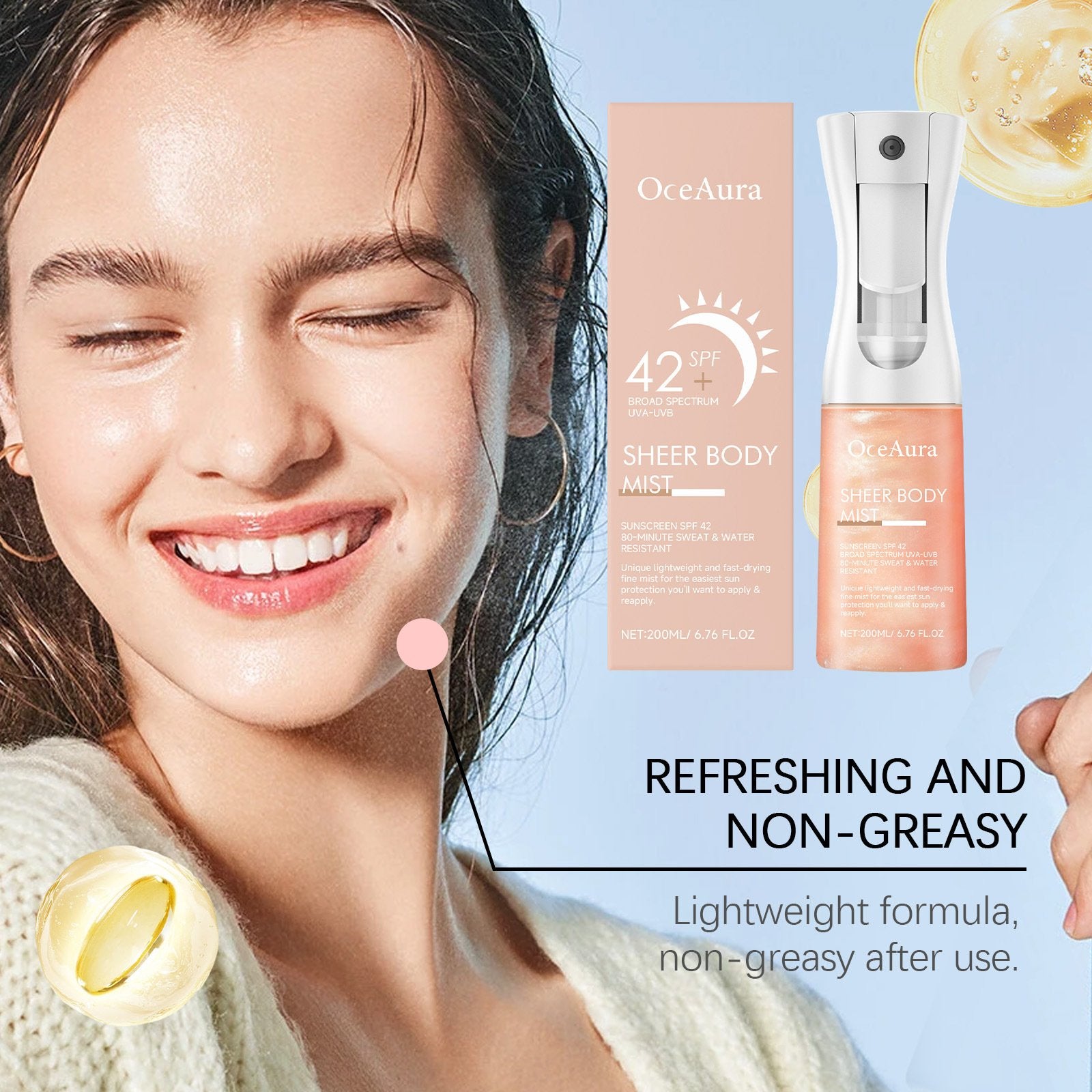 ☀️Sheer Body Mist Sunscreen-SPF 42 - 6.8 oz 🌊