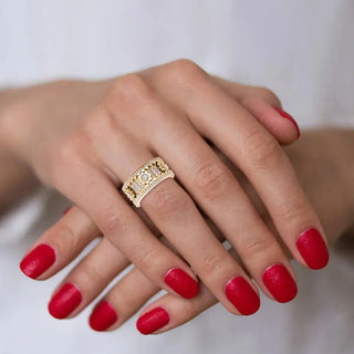 Handmade Diamond Ornate Geometric 3D Band Ring (Buy 2 Free Shipping) Marnetic