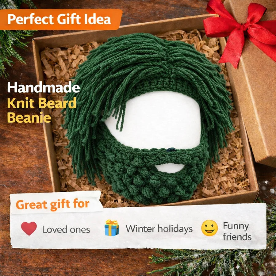 BeardBoss – Knitted Beard Beanie with Hair Wig
