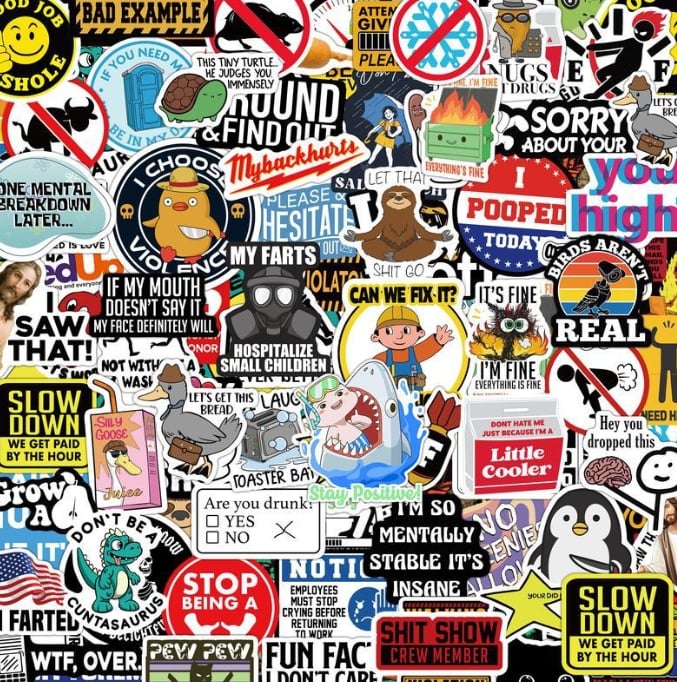 LaughForge – 150pcs Blue Collar Funny Stickers