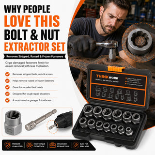 GripPower – Multi Size Bolt & Nut Extraction Tool Kit