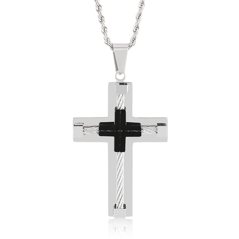 Blackstone Cross - Masculine Faith Necklace
