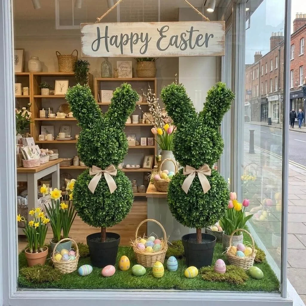 SpringHaven – Decorative 36" Bunny Topiary Set