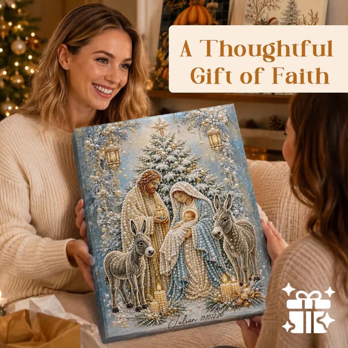 FaithGlow – Nativity Scene Diamond Painting Kit