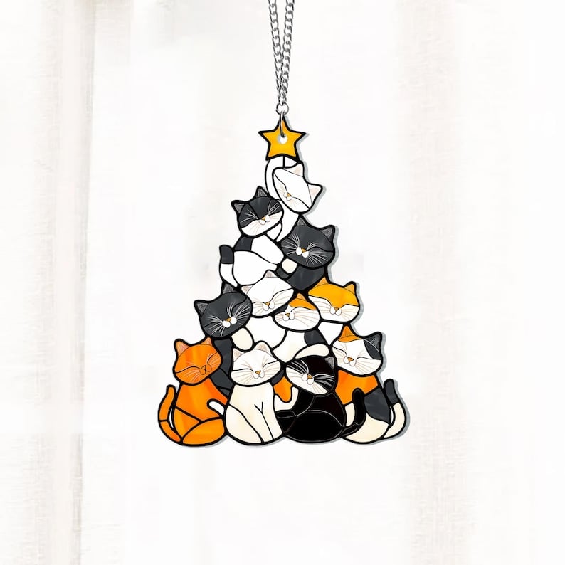 MeowGlow – Festive Cat Tree Ornament