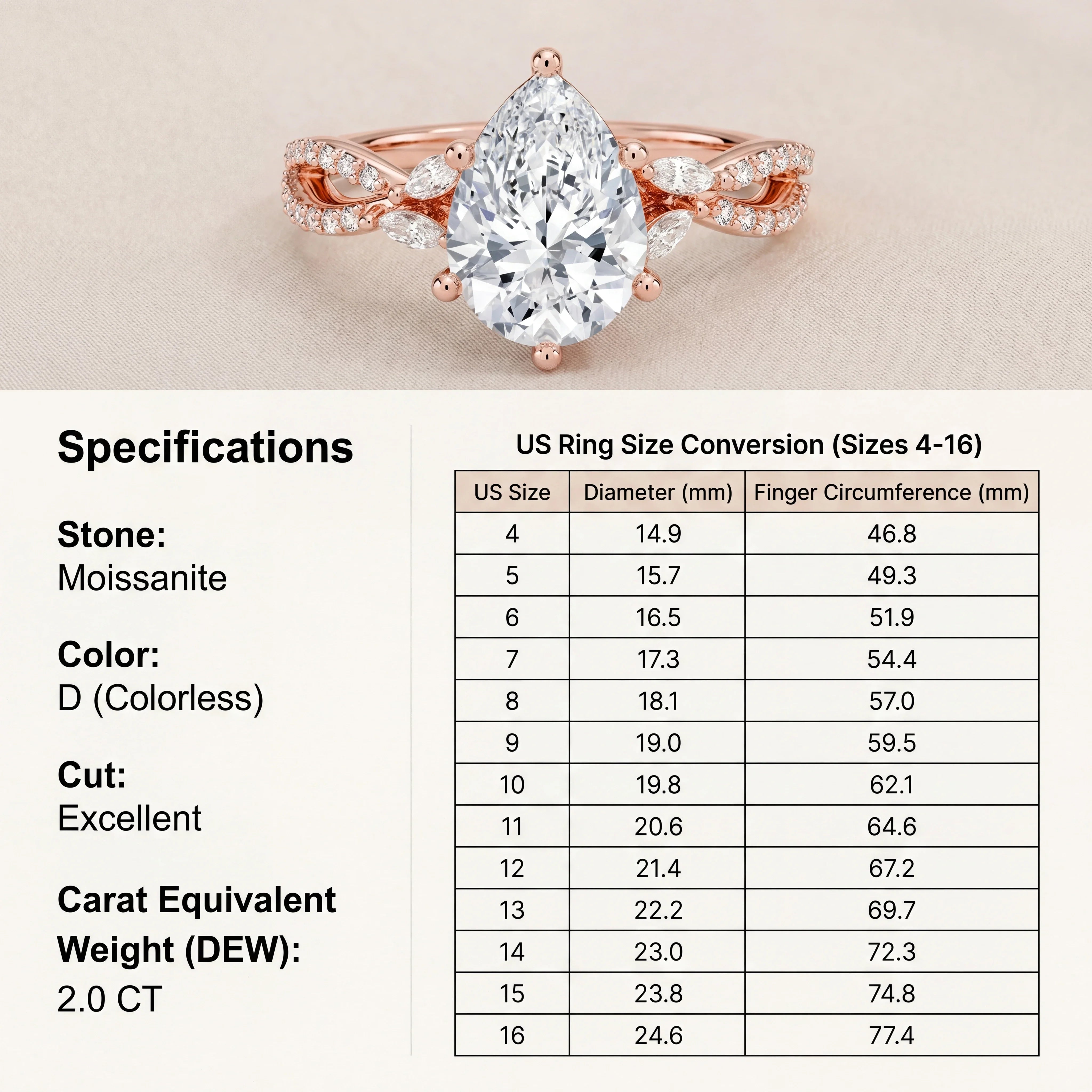 GraceLume – Elegant Moissanite Infinity Statement Ring