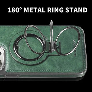 Premium iPhone Stand Case – Leather & Metal