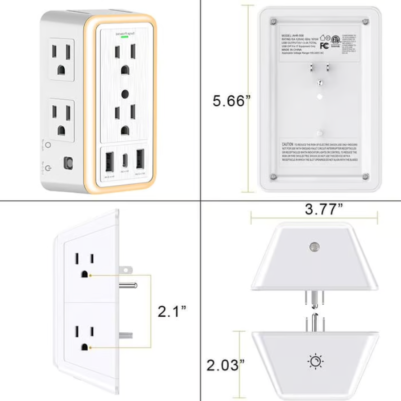 PowerHub |  9-IN-1 Multi Plug Surge Protector Outlet