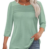 LuxeDrape - Elegant Pleated Front T Shirt
