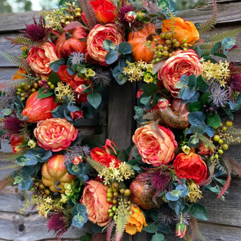 DoorDelight - Enchanting Peony & Pumpkin Wreath