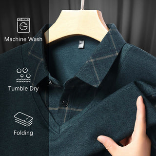 EliteLayer – Classic Faux Layered Long Sleeve Polo Shirt