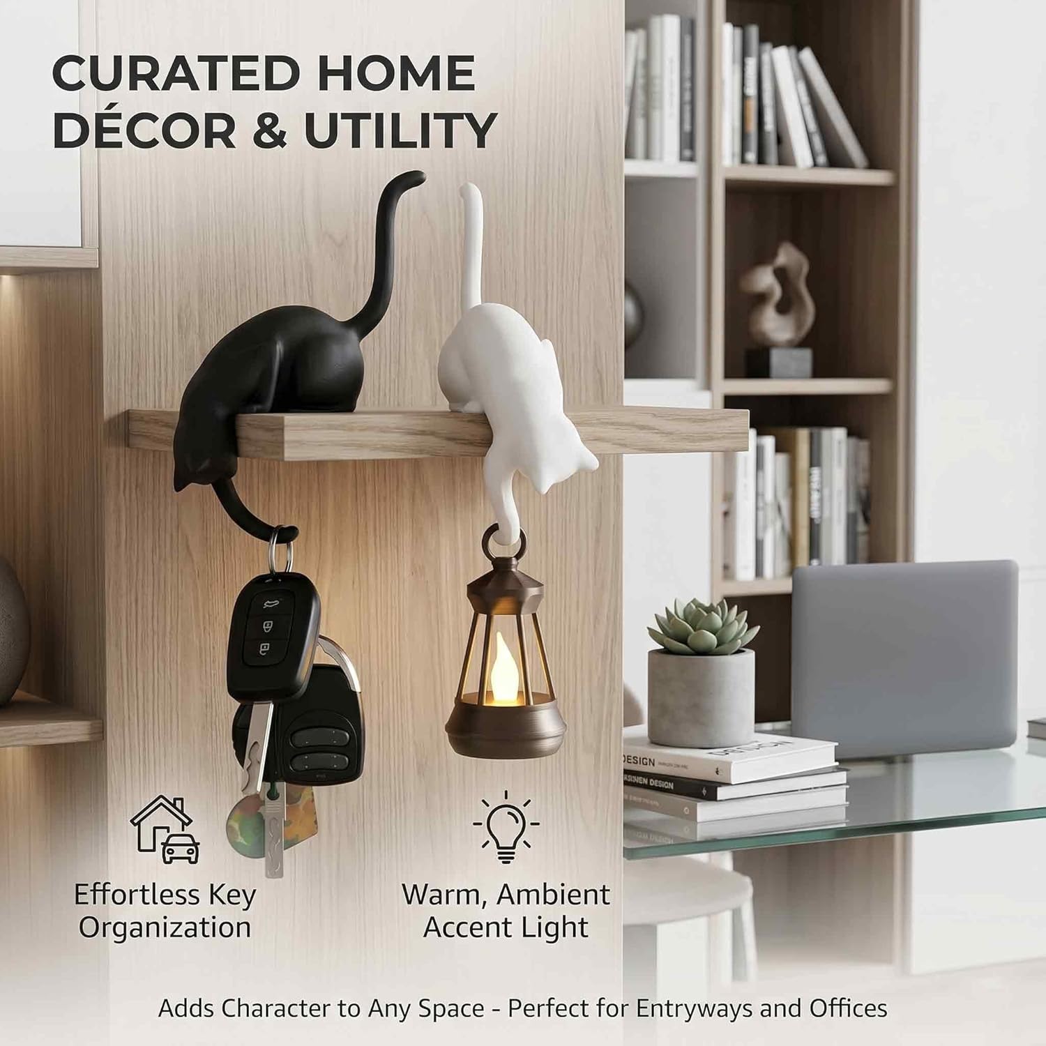 WhiskerGlow – Warm LED Cat Shelf Night Light