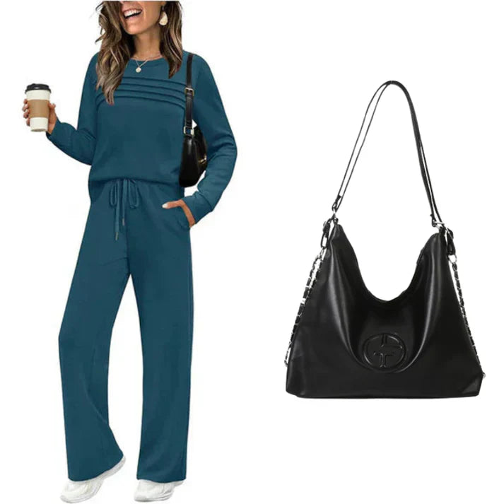 RelaxFit – Women's Crew Neck & Drawstring Pants Loungewear Set