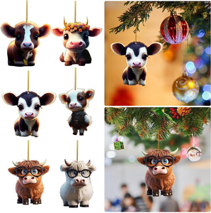 Moo-tiful Cartoon Cow Ornament