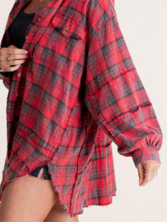 EdgeWash – Women’s Oversized Shirt Jacket with Pockets