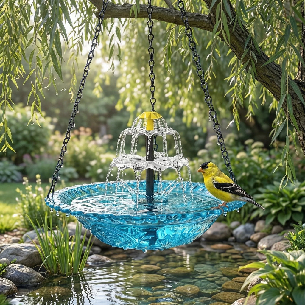 SolarCascade – Hanging Bird Bath Fountain