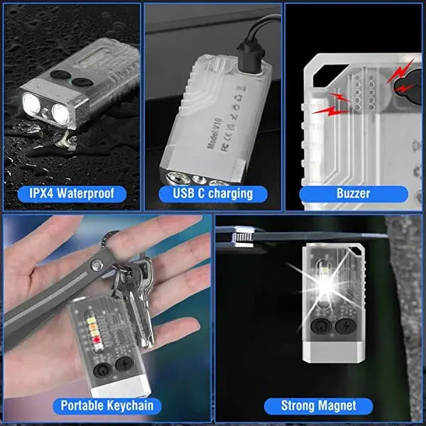 EDC Flashlight with Red UV Blue Light -Super Bright 1000LM marnetic