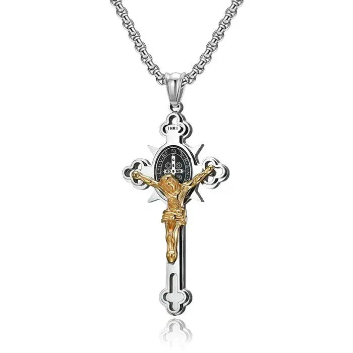🙏ST.Benedict Protection Cross Power Pendant Necklace Marnetic