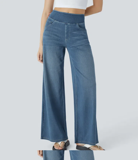AuraStretch – Super Stretch High-Waisted Wide Leg Jeans