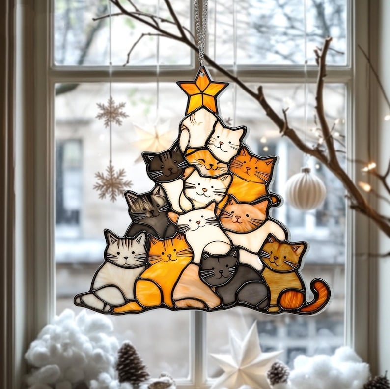 MeowGlow – Festive Cat Tree Ornament