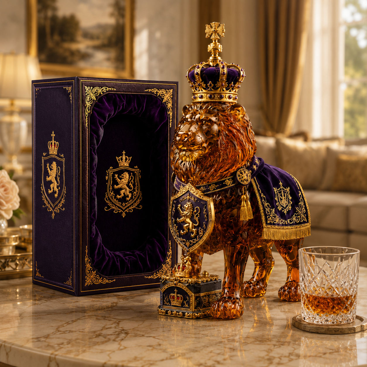 RoyalVessel – Premium Lion Design Glass Decanter