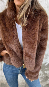 FurEase – Women’s High Collar Fur Casual Jacket