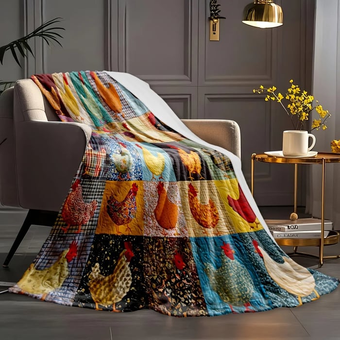 HenHaven – Vintage Chicken Flannel Blanket