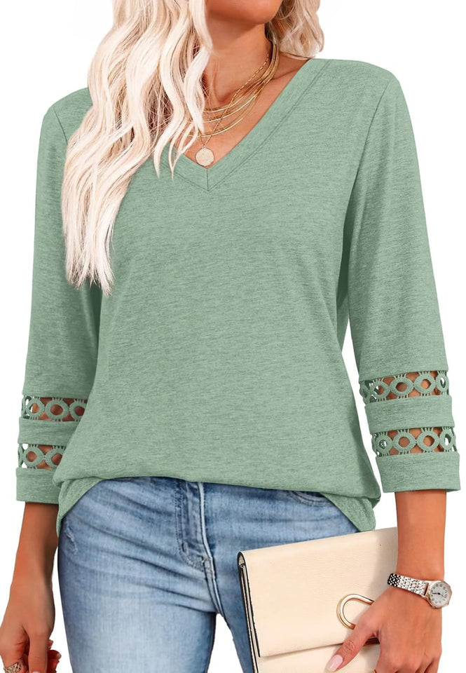 VivaVee | Trendy Long Sleeve V-Neck Tee