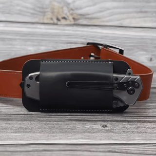 Retro belt carrying leather knife scabbard horizontally