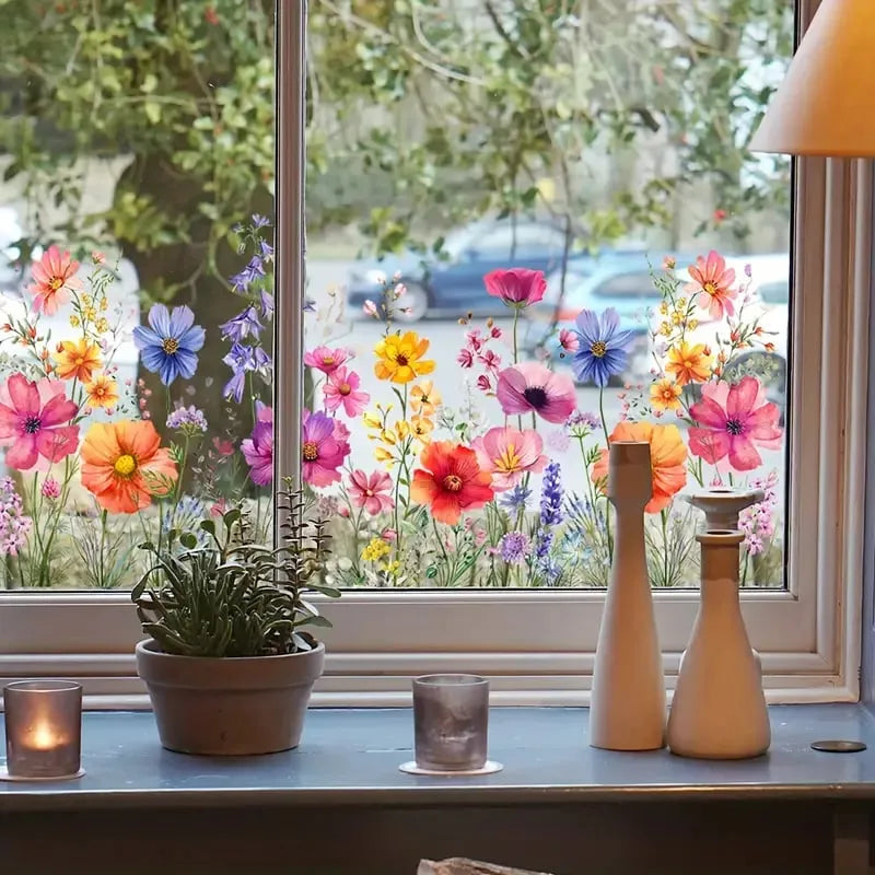 BloomView - Colorful Floral Bouquet Window Sticker