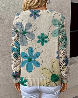 LaceWeave | V-Neck Openwork Knit Sweater