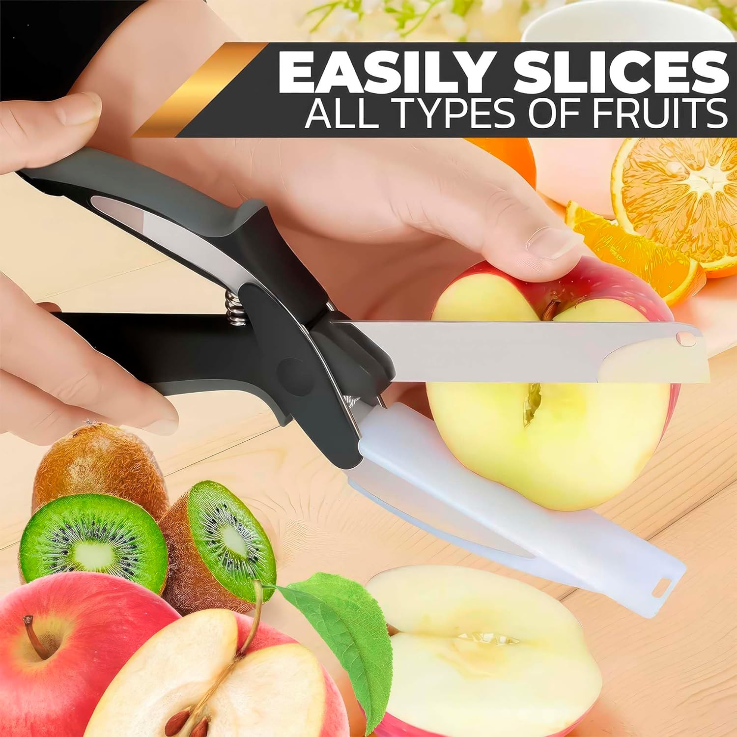 TitanChef –  Stainless Slicer Scissors With Built-in Cutting Board