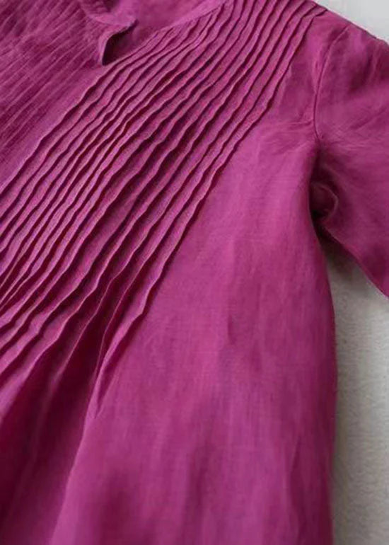 RoseBelle – V Neck Patchwork Linen Summer Dress