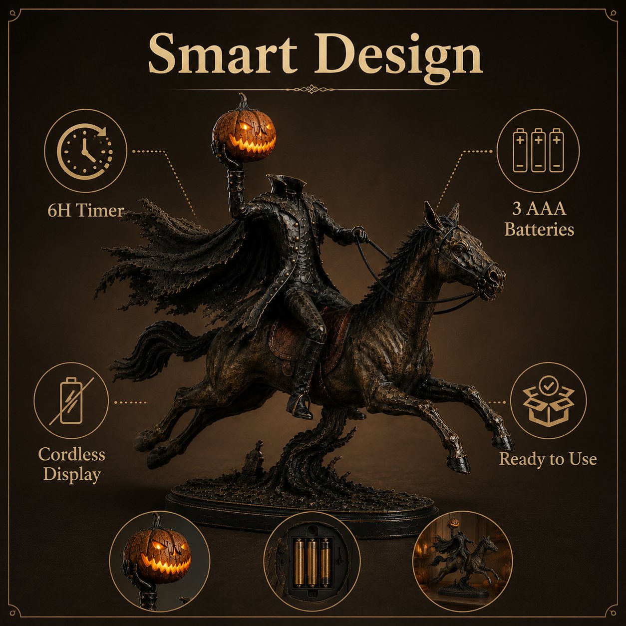 MidnightChase – Headless Horseman Halloween Statue