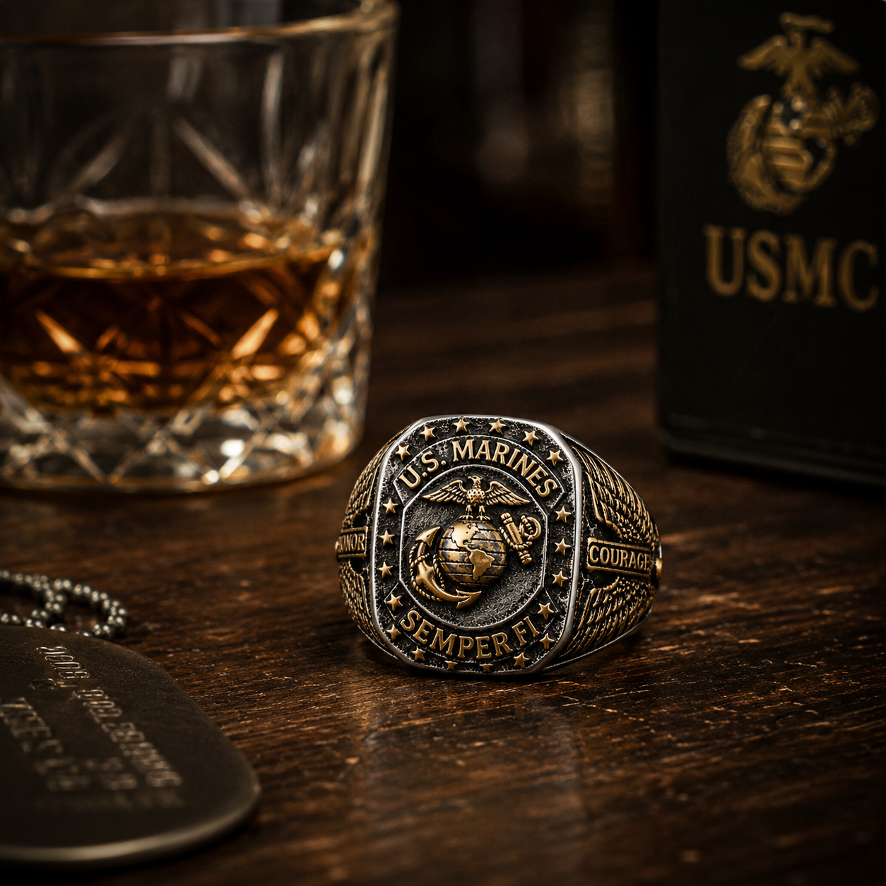 🦅 U.S. Marines Semper Fi Signet Ring - ✈️ BUY 2 FREE SHIPPING