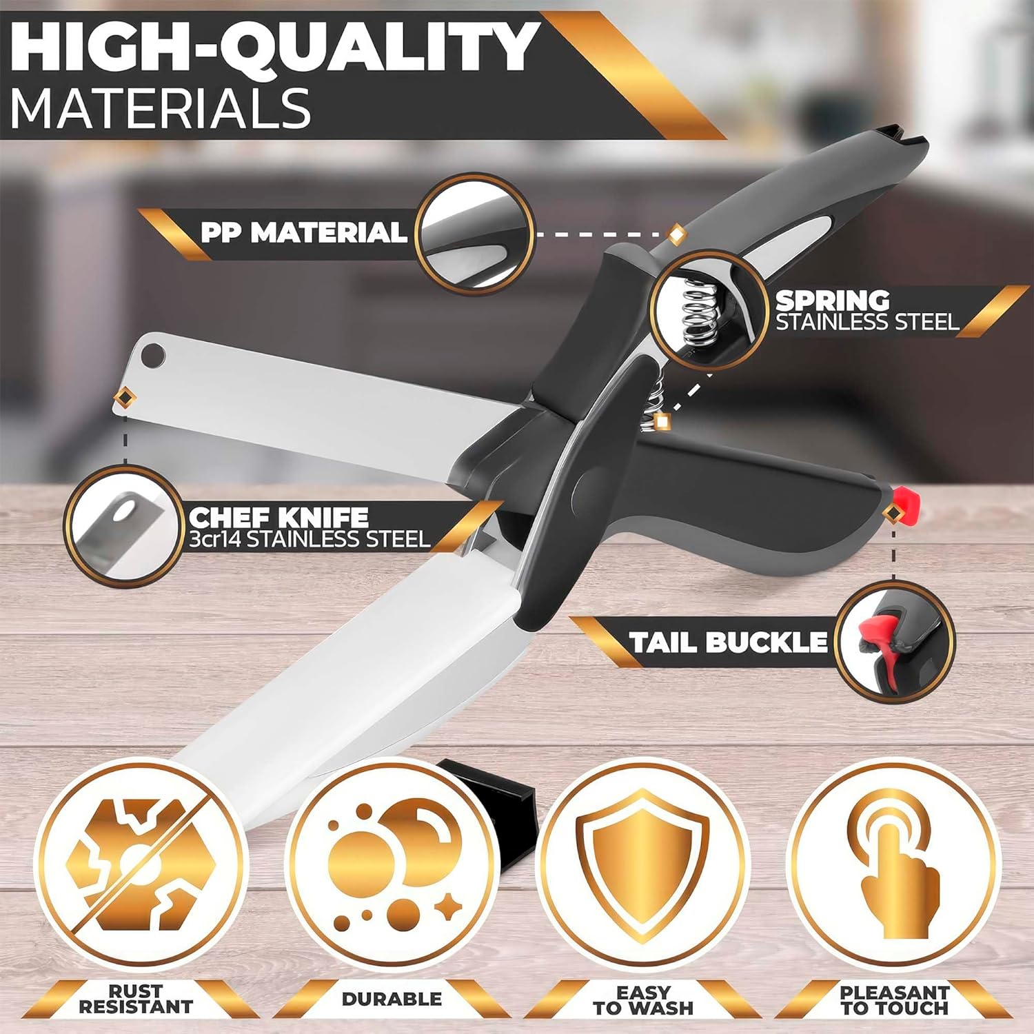 TitanChef –  Stainless Slicer Scissors With Built-in Cutting Board