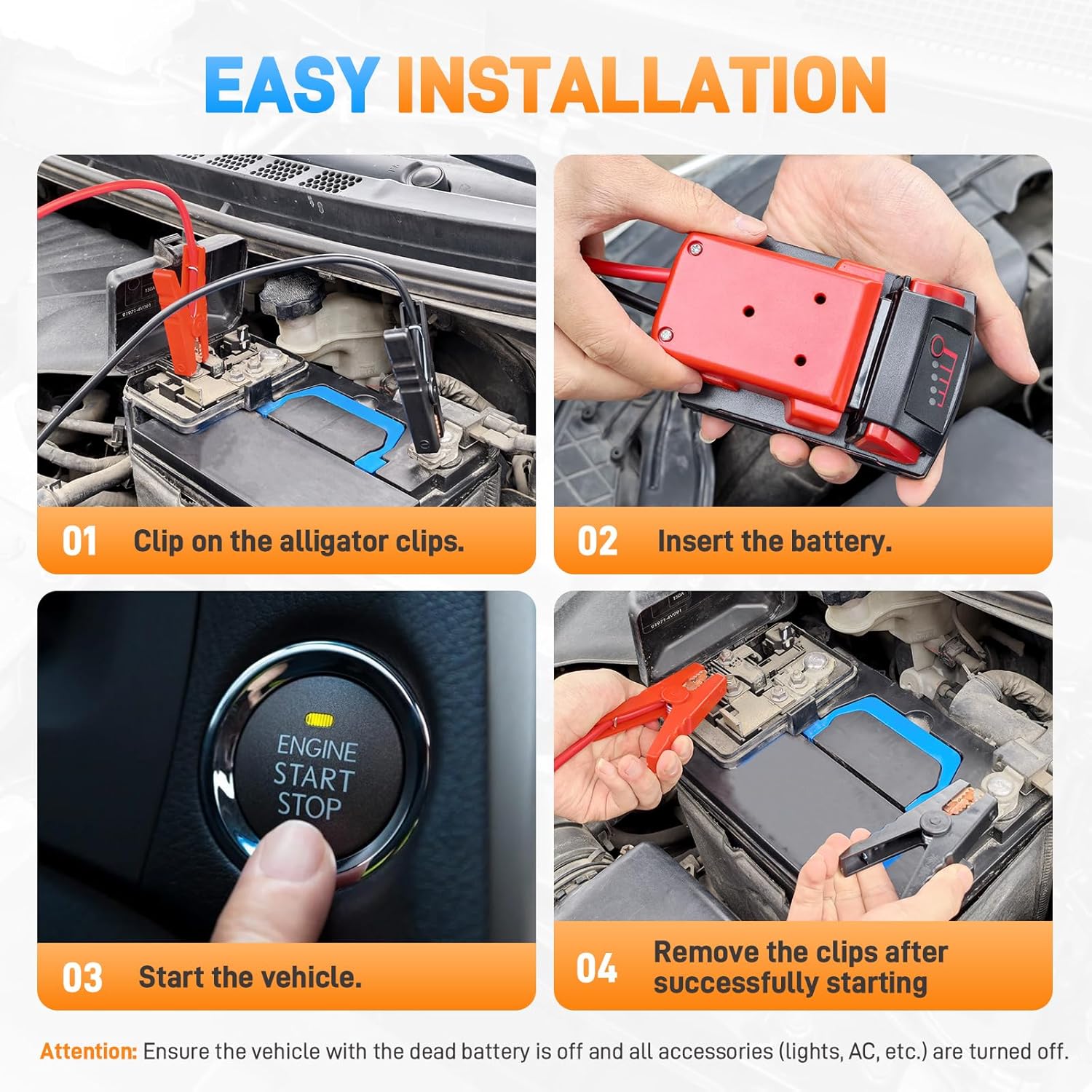 PowerStart – Car Jumper Cables with Battery Adapter
