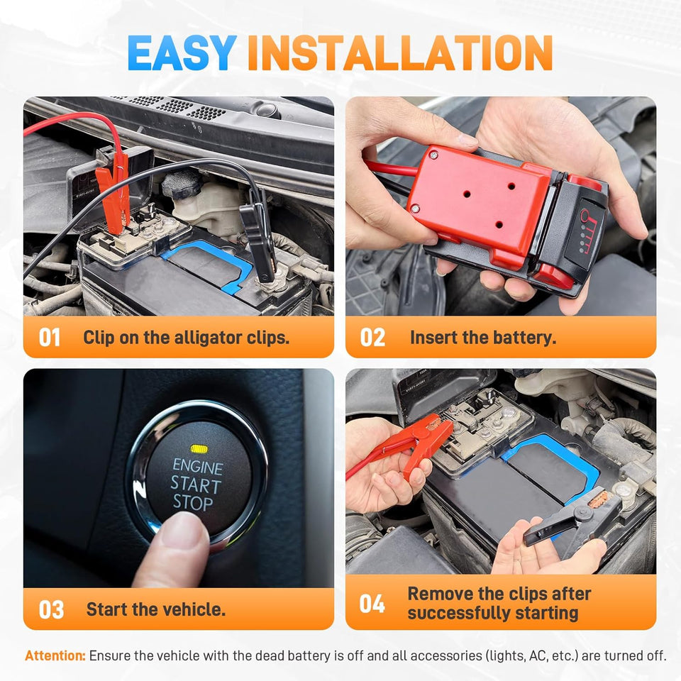 PowerStart – Car Jumper Cables with Battery Adapter