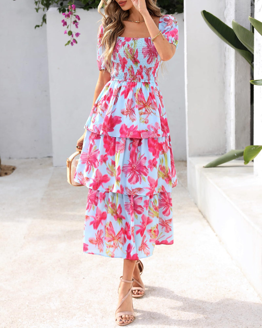 BloomBelle – Vintage Floral Smocked Dress