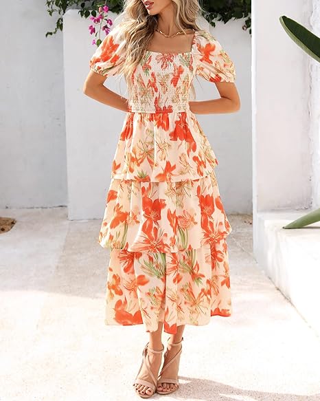 BloomBelle – Vintage Floral Smocked Dress