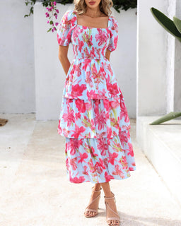 BloomBelle – Vintage Floral Smocked Dress