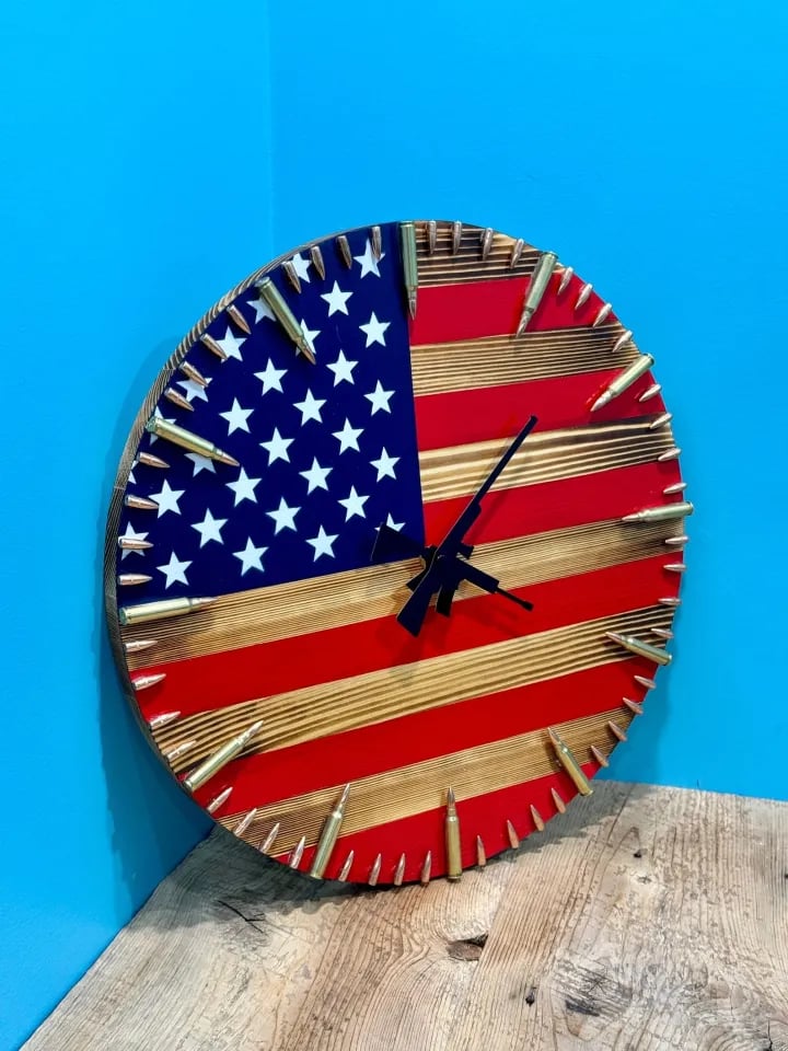 🔥Handmade Patriotic American Flag Clock🎁BUY 2 FREE SHIPPING